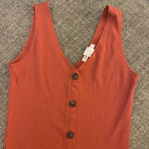 Cropped Tank Top with Buttons